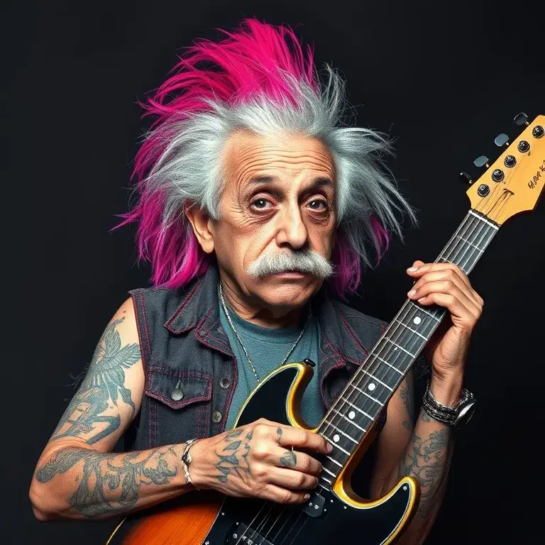 Albert Einstein Avec Une Guitare - IA