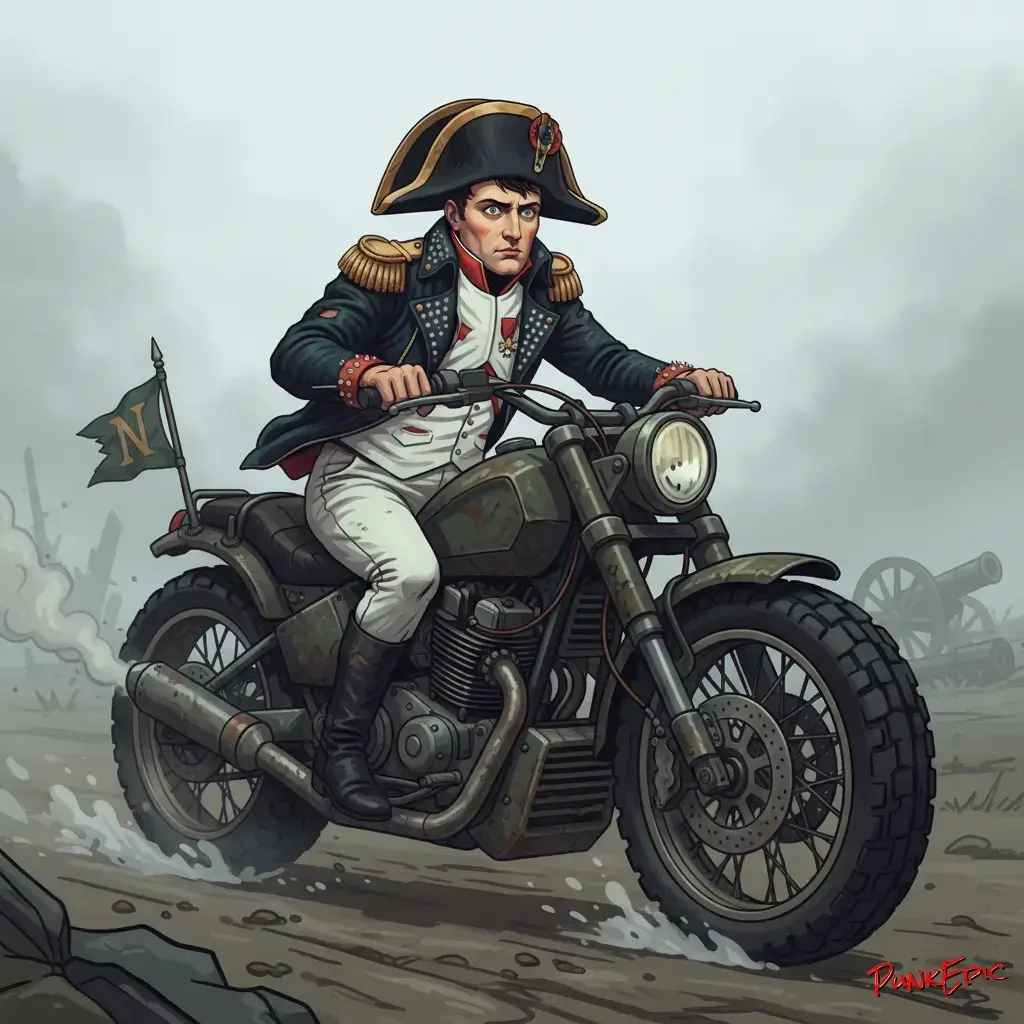 Napoleon A Moto Fuyant A Moto - IA